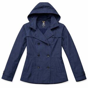 Timberland Waterproof DryVent Hooded Jacket Women’s M Navy Double Breasted Rain